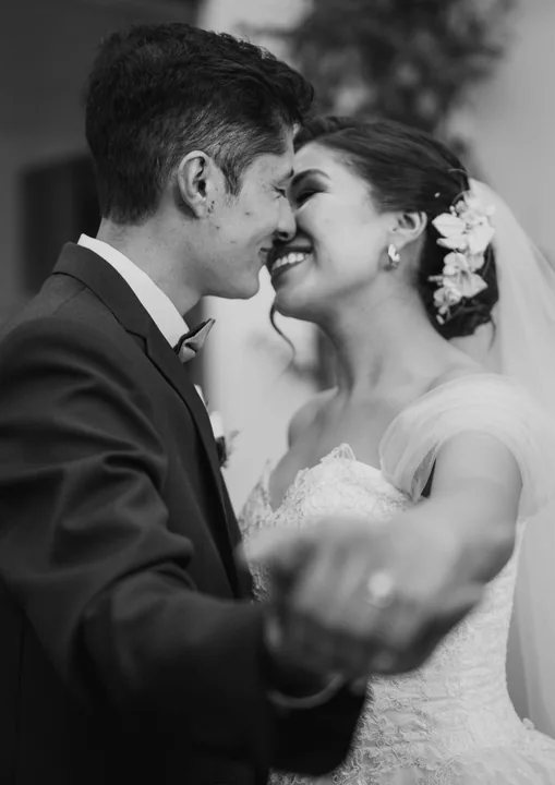 Retrato de pareja durante su boda